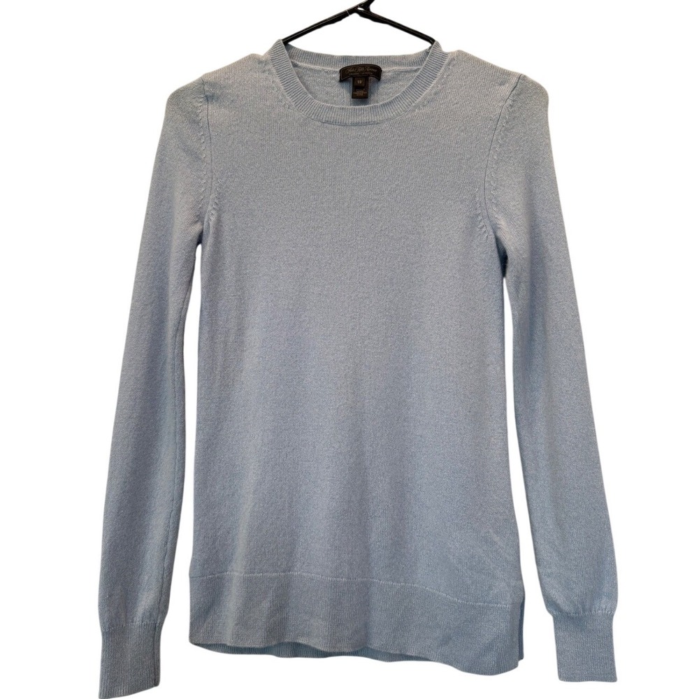 Saks Fifth Avenue Cashmere‎ Sweater XS Blue Crewneck Long Sleeve Knit Top classy